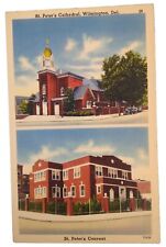 Postcard DE St Peter's Cathedral & Convent WB Linen Wilmington, Delaware picture