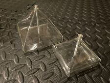 Vintage Firelight Glass 5in & 4in Hand Blown Pyramid Oil Candle Original Box picture