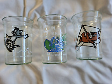 Welch's Tom & Jerry Jelly Jar LOT Of 3 Glasses 1990 Vintage Cartoon Glass Mugs picture