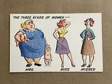 Postcard Humor Comic Three Kinds Types of Women Funny Dating Vintage PC picture