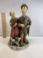 Vintage “Elderly Dressed Up Couple Walking Their Puppy” Ceramic Figurine Japan picture