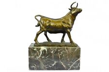 Handcrafted Statue Sculpture Hot cast bronze Signed Bull Deco style Figurine NR picture