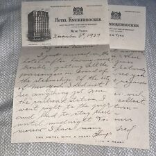Vintage 1927 Letter Hotel Knickerbocker Letterhead Times Square New York City NY picture