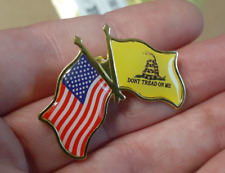 AMERICAN AND GADSDEN FLAGS PIN metal enamel patriotic U.S. Don't Tread On Me picture