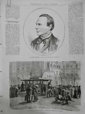1874 I TRAMWAY HAVRE COUPLING HORSES HAULT PASSENGER DRIVER 2 NEWSPAPERS picture