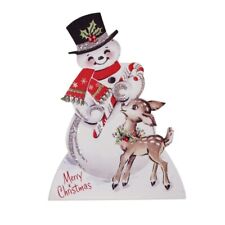 Bethany Lowe Christmas Snowman Retro Vintage Style Stand-up Dummy Board 9 inch  picture
