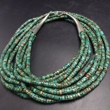 FEDERICO JIMENEZ Sterling Silver OLD NATURAL TURQUOISE HEISHI 5-Strand NECKLACE picture