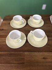 Antique Rare 1932 Lotos Nymphenburg 4 Coffee Cups And Saucer’s Soft Yellow picture
