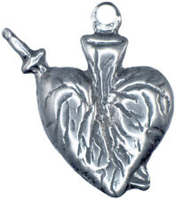 Solid sterling silver SMALL HEART WITH DAGGER MILAGRO charm picture