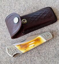 Old Smoky Folding Pocket Knife with Belt Carry Case - Excellent Condition - 4 In picture