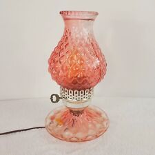 Vintage Underwriters Laboritories Pink Glass Hurricane Style Lamp 10