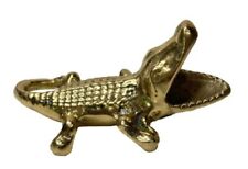 Vtg Crocodile Clothing Co. Alligator Ashtray Paper Weight Brass Figure 4