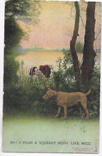 Postcard 1910 English Comic Card Hand Colored “Squeeky Noise..” Wily Kissers C24 picture