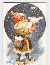 Postcard God Jul Gott Nytt År with Messenger Bird Snow Art Print picture