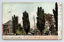 c1908 Postcard Haverhill MA Mass Post Office & Washington Square Horse Carriage picture