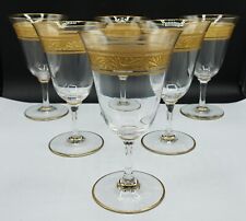 French Baccarat Crystal 22k Gold Band Acorn & Oak Leaves Water Glasses Set of 6 picture