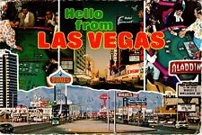 Vtg Postcard Hello from Las Vagas ~ Freemont St ~ Downtown ~ The Fabulous Strip picture