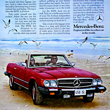 1975 Mercedes Benz 450 SL Convertible Vintage Red Original Print Ad 8.5 x 11