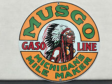 MUSGO michigan mile maker garage man cave  gasoline metal round sign picture