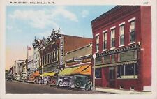 NY, Wellsville, Main Street Old Cars Circa 1930 White Border Tichnor Postcard picture