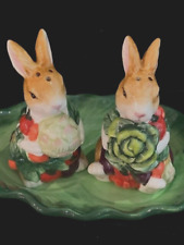 NEW ANTHROPOMORPHIC  BUNNIES ON LEAF SALT&PEPPER,EXCELL.COND.NEW picture