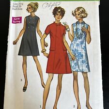 Vintage 1960s Simplicity 8603 Mod High Neck Dress Sewing Pattern 16.5 M/L UNCUT picture