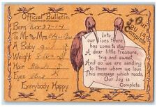 c1910's Official Bulletin Stork Birth Prince New London Connecticut CT Postcard picture