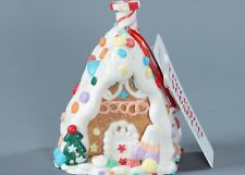 PEPPERMINT SQUARE GINGERBREAD HOUSE w/ICING Clay Dough Tree Ornament 4” picture