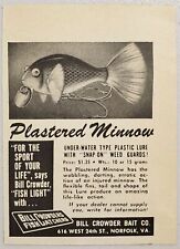 1951 Print Ad Plastered Minnow Plastic Fishing Lure Bill Crowder Bait Norfolk,VA picture