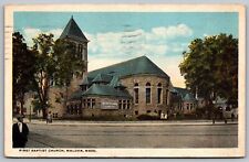 First Baptist Church Malden Massachusetts Street View Cancel 1922 VNG Postcard picture