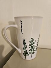 STARBUCKS 2015 Coffee Latte Christmas Pine Trees Tall Holiday Mug Cup 14.67 Oz picture