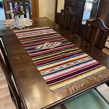 1920s MEXICAN SALTILLO SERAPE RUNNER WOOL FINELY WOVEN CENTER DIAMOND ANTIQUE picture