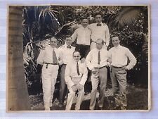 Vintage Photo of Seven Well-Attired Men in Tropic Setting - Male Camaraderie picture
