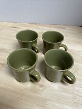 Coffee Mugs Cup Ceramic Olive Green O Handle Vintage Retro 1970s Avocado  picture