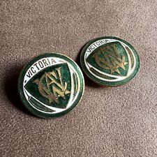 2x VINTAGE COUNTRY WOMANS ASSOCIATION VICTORIA GREEN ENAMEL PIN BADGES STOKES  picture
