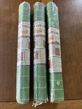 VTG 1960s 70s LOT JENCRAFT Vinyl Reed Curtains CAMPER Mid-century Green MOD MCM picture