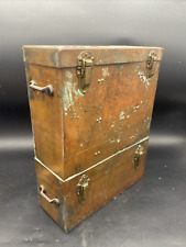 Metal Copper Box with 2 Hinged Storage Compartments Heavy Sturdy Box Vintage picture