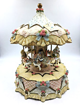VINTAGE HERITAGE HOUSE 6 HORSE CAROUSEL ~ MUSIC BOX IS OVERWOUND DOES NOT WORK picture