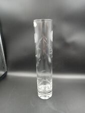 Beautiful Blown Glass Bud Vase with Etched Flowers  picture