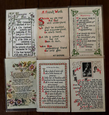Lot of 6 Sheahan's~Good Motto~Words~Poems ~Sayings~ Vintage Postcards~g359 picture