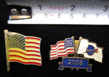 Vintage Law Enforcement Officers Memorial Flag 2008 + American Flag LAPEL PINS picture