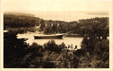 1940 RPPC Vintage Postcard East Boothbay, Maine 4 Mast Schooner Ship picture