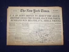 1945 APRIL 5 NEW YORK TIMES - U.S. 3DARMY DRIVES TO BISECT THE REICH - NP 6686 picture
