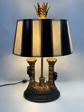 Rare Vintage Hollywood Regency Gold Gilt Double Monkeys Climbing Palm Tree Lamp picture