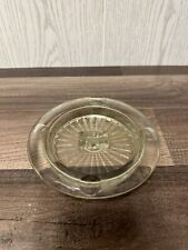 Vintage MCM Art Deco Clear Glass Round Ashtray with Matchbook Holder picture