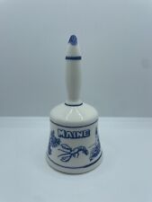 Vintage Maine Porcelain Bell Made In Japan 5” Tall - White / Blue picture