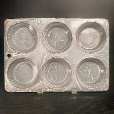 Early Antique Gray Splatter GRANITEWARE 6 Cup Baking MUFFIN PAN Beautiful picture