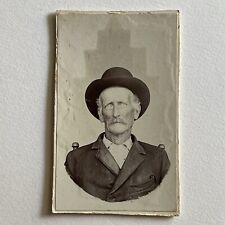 Antique CDV Photograph Handsome Mature Cowboy Great Details Background Design ID picture