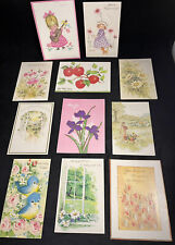 Vintage 70's Unused cards Lot Of 11  Embossed USA Flowers Girls Get Well picture