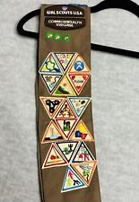 Girl Scout Brownie Sash w 28 Badges VTG 1990 75th Birthday Litter Police picture